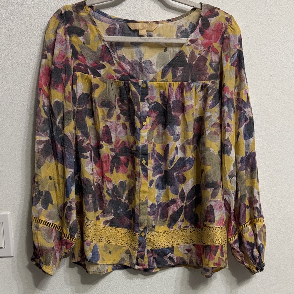 Hope & Harlow Floral Button-Up Blouse size Large
